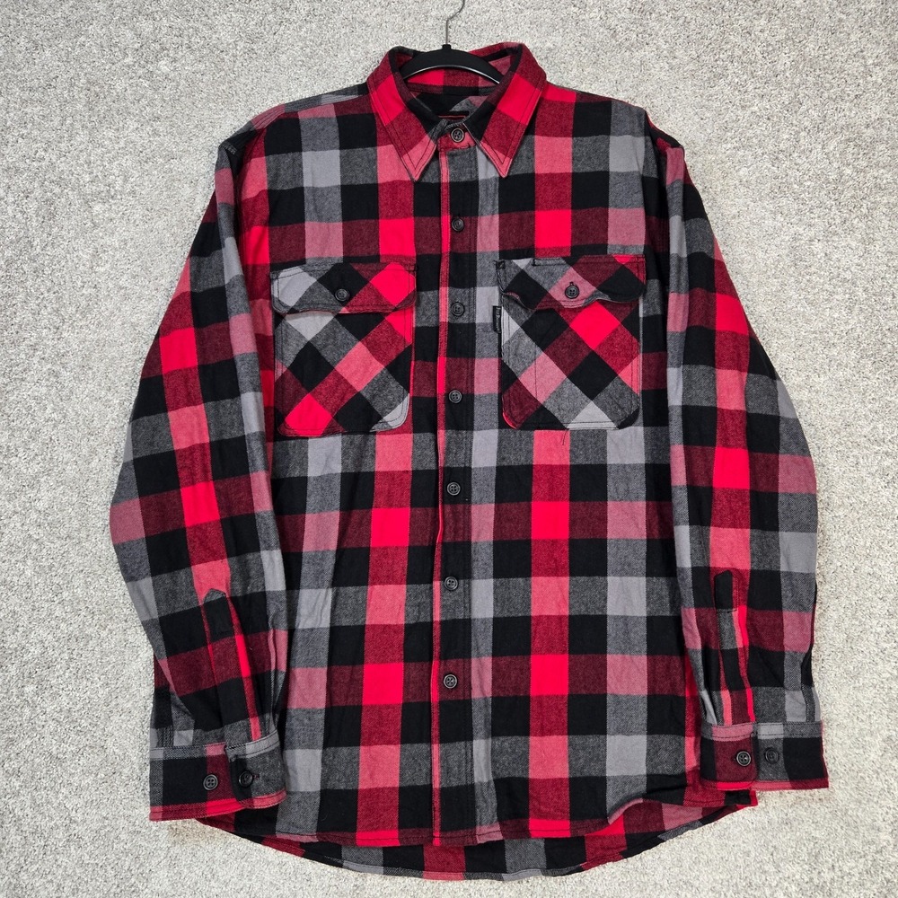 Five Brother flannel mens Medium red black gray plaid FiveBrother